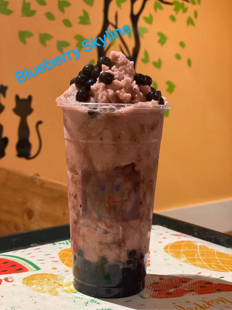 Blueberry Skyline topped with boba